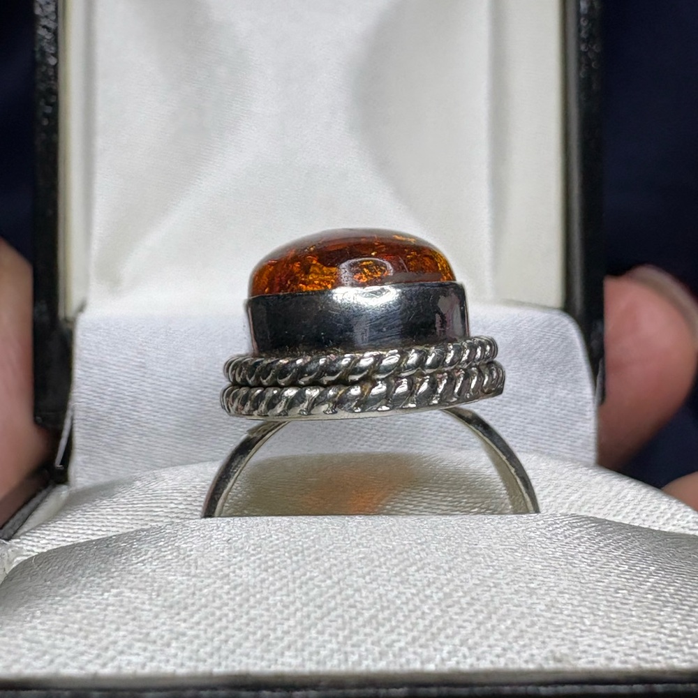 Ring Baltic Amber 925 Sterling Silver Genuine Gemstone - Picture 3 of 6